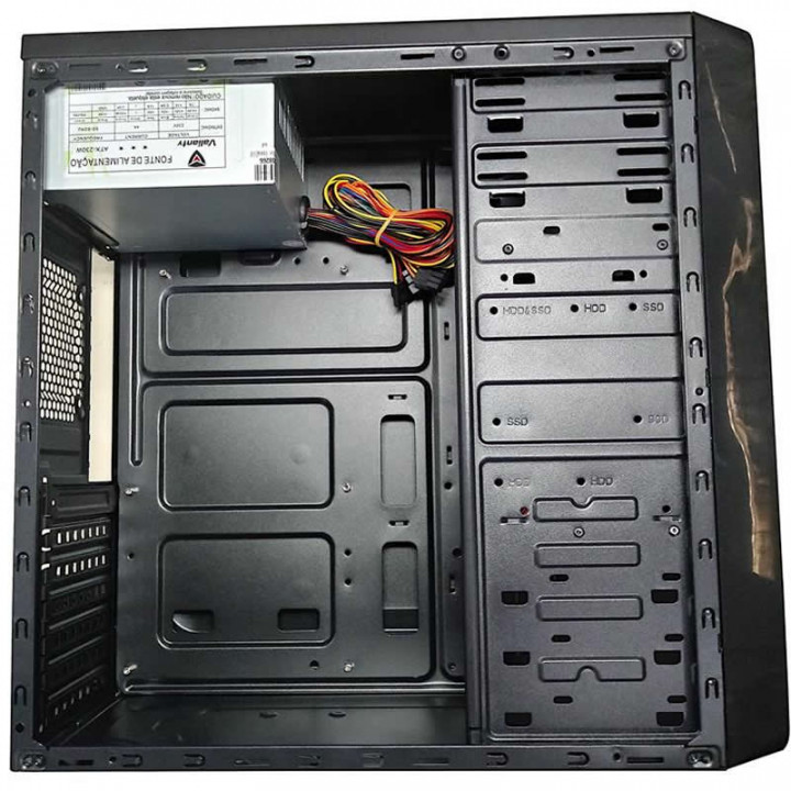 Gabinete Valianty, ATX 2 Baias, Com Fonte 200W, Preto - D70