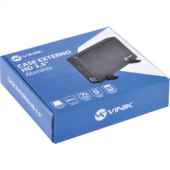 Case Para HD 3.5" Vinik, SATA USB 3.0 CHDA-200 Com Chave I/O Alumínio, Preto - 24387