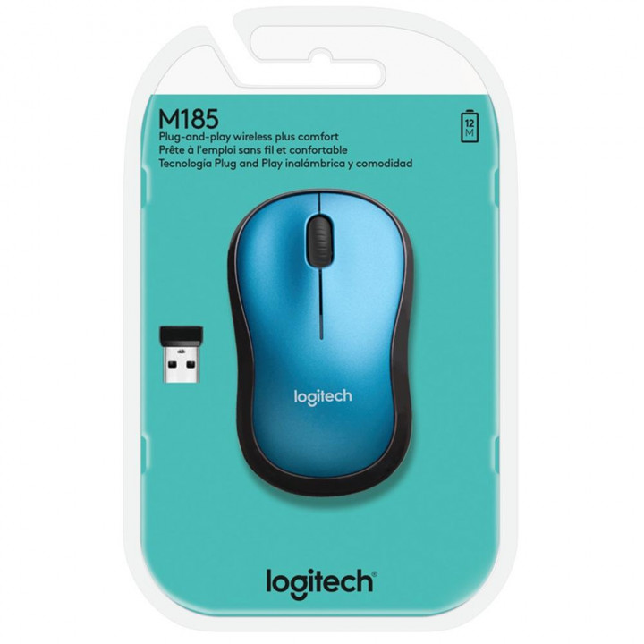 Mouse Sem Fio Logitech M185, Azul - 910-003636
