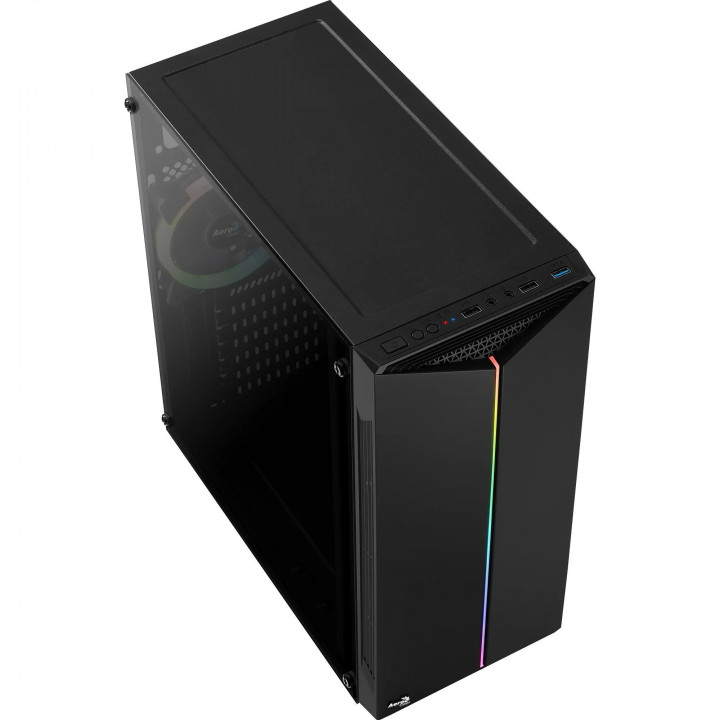 Gabinete Aerocool Split Tempered, ATX, RGB, Preto - EN68558
