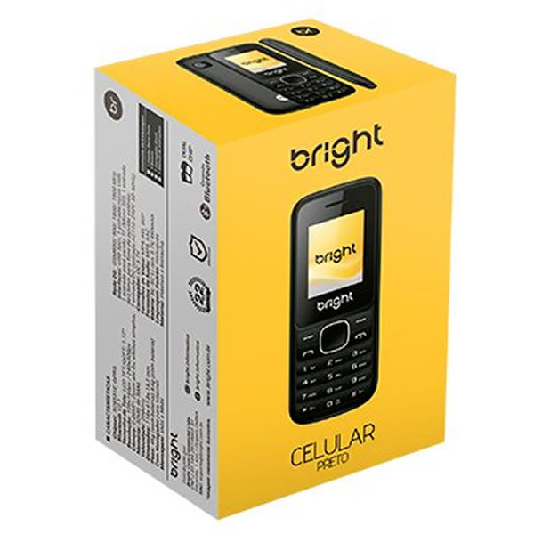 Celular Bright, Tela 1.77´, Câmera, Lanterna, Bluetooth, Rádio FM, Dual Chip, Preto - 0405