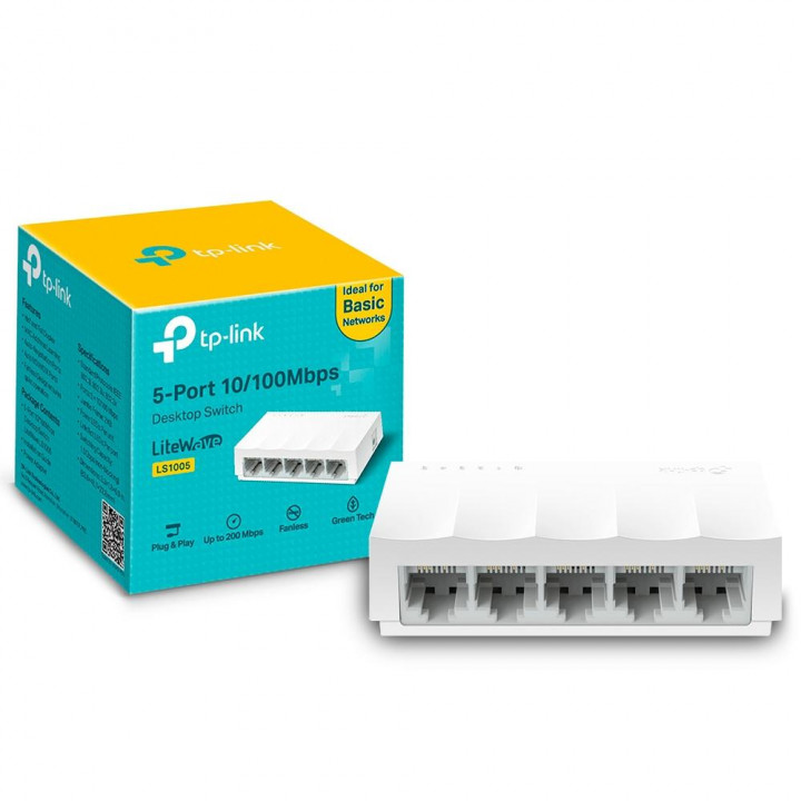 Switch TP-Link 5 Portas 10/100MBPS, Lite Wave, Branco - LS1005(UN) VER. 1.40