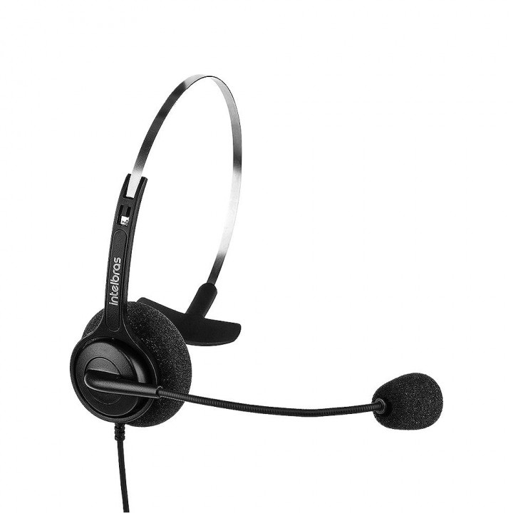 Telefone Headset Ajustável Atendimento Automático Telemarketing, Intelbras, RJ9, Preto - HSB40