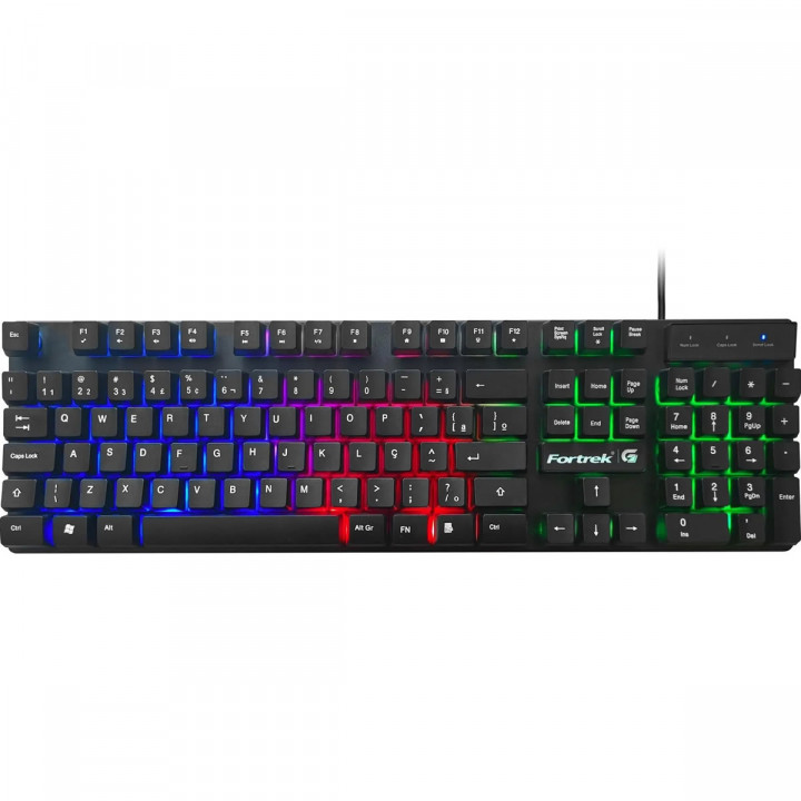 Teclado Semi Mecânico Gamer Fortrek Blackfire, ABNT2, Iluminado, Teclas Multimídia - 70578