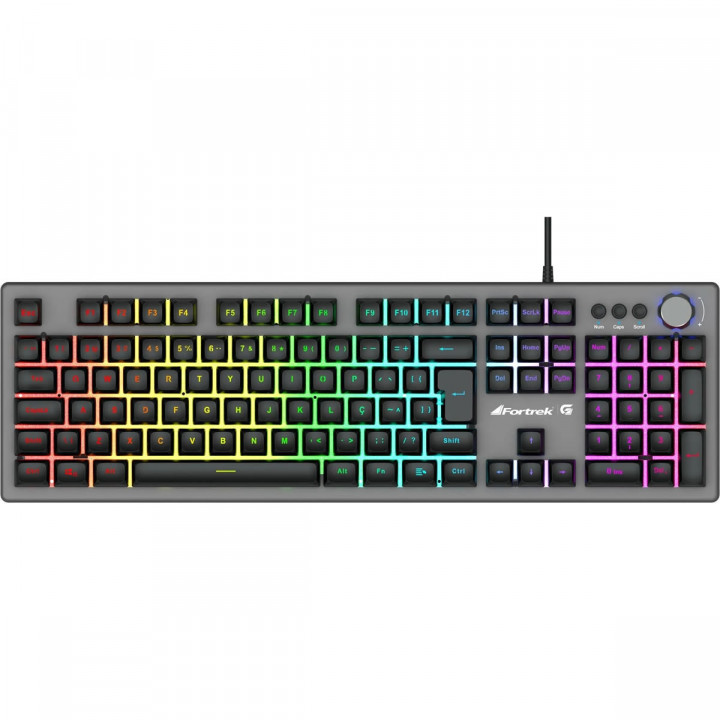 Teclado Semi Mecânico Gamer Fortrek Holt, LED Rainbow, ABNT2, Grafite - 70550