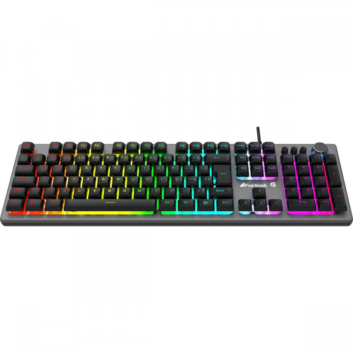 Teclado Semi Mecânico Gamer Fortrek Holt, LED Rainbow, ABNT2, Grafite - 70550