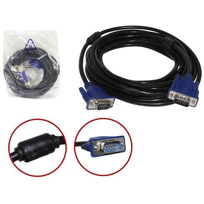 Cabo VGA 5 metros Com Filtro, Preto, CB0034 CB-23 - CB0034KP