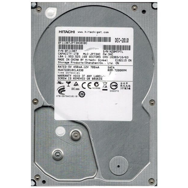 HD Hitachi, 1TB, 7200RPM, SATA II, POOL - HUA722010CLA330