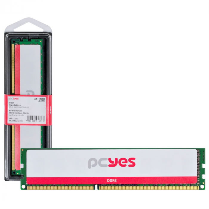 Memória PCyes, 4GB, 1600MHz, DDR3, CL11 - PM041600D3 (32290)