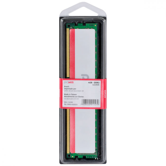 Memória PCyes, 4GB, 1600MHz, DDR3, CL11 - PM041600D3 (32290)