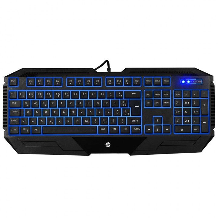 Teclado Gamer HP K110, USB, ABNT2, Iluminação em LED, Preto - 9XW73AA