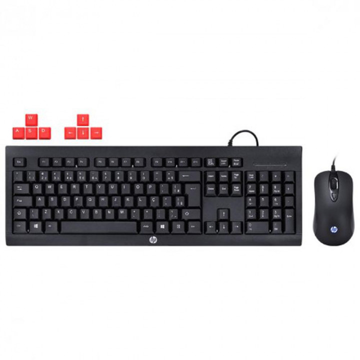 Kit Teclado e Mouse Gamer HP, USB, Preto - KM100