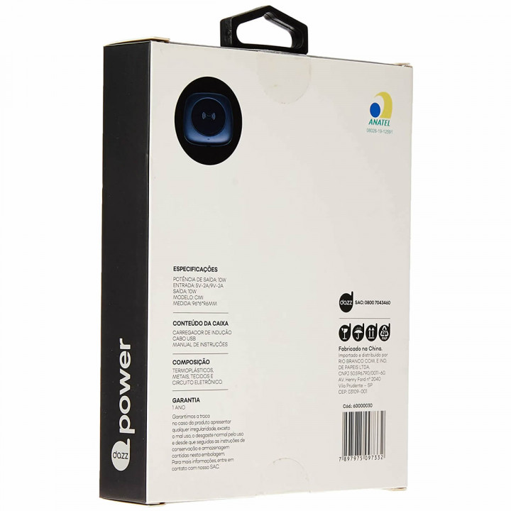 CARREGADOR DE INDUÇÃO DAZZ POWER 10W CMIL PRETO - 60000030