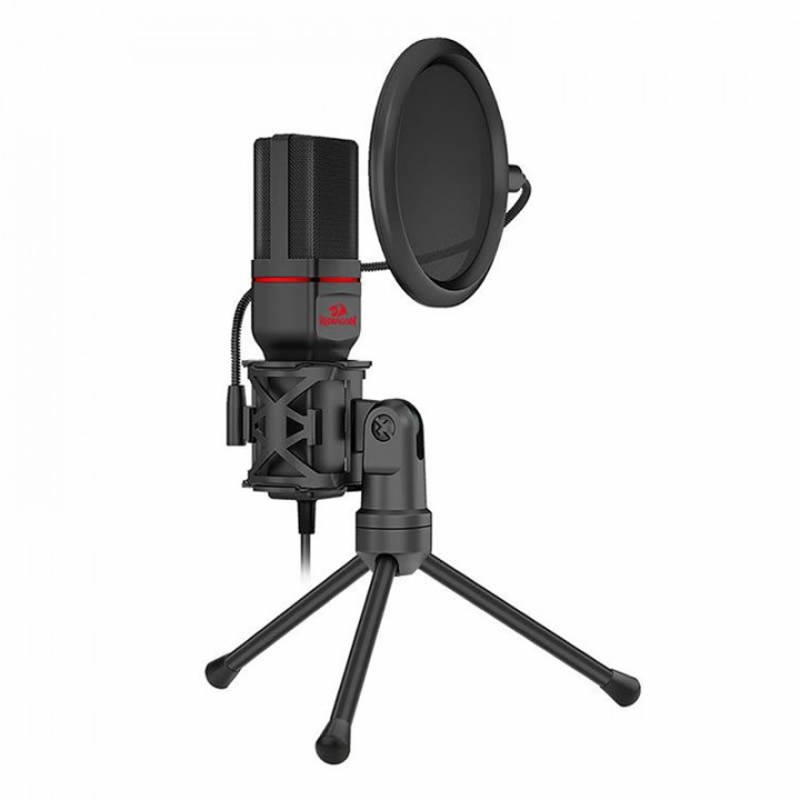 Microfone Streamer Gamer Redragon Seyfert com Tripé, P2, Preto - GM100