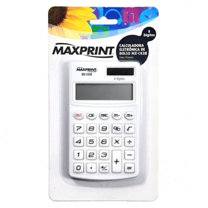 CALCULADORA DE BOLSO MAXPRINT TWO POWER MX-C83B BRANCO - 754556