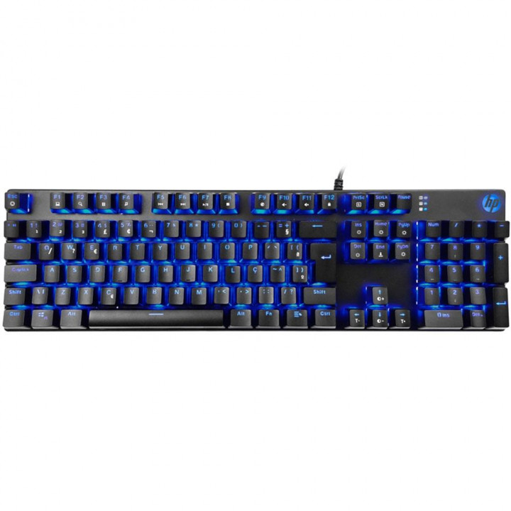 Teclado Mecânico Gamer HP GK400F, LED Azul, ABNT2 - 7ZZ93AA#AC4