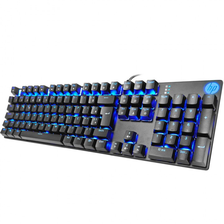 Teclado Mecânico Gamer HP GK400F, LED Azul, ABNT2 - 7ZZ93AA#AC4