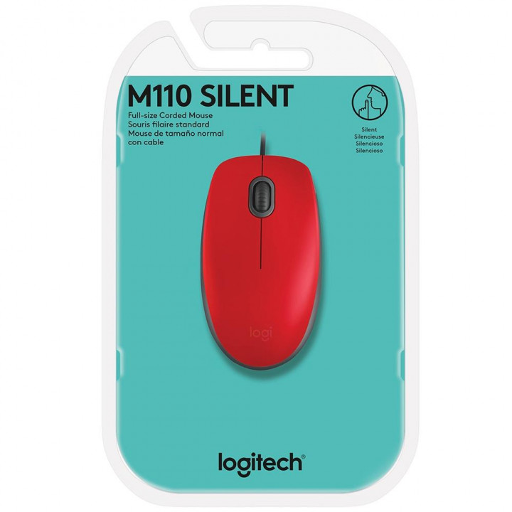 Mouse Logitech M110, Com Clique Silencioso, Vermelho - 910-005492