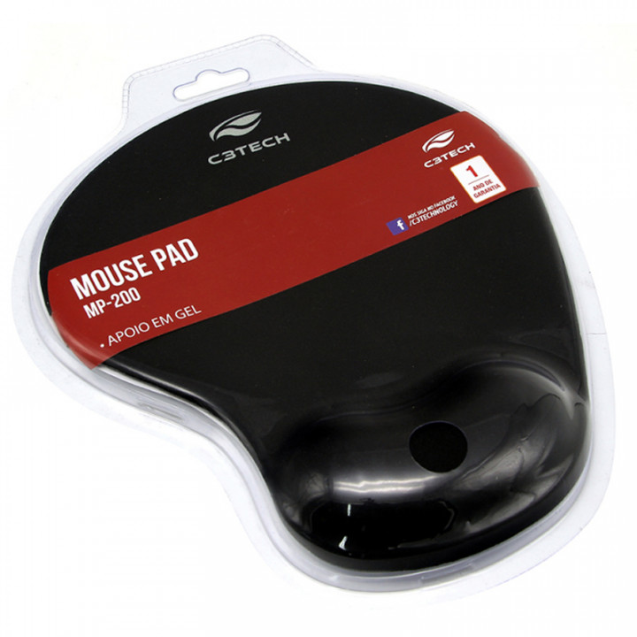 Mousepad em Gel C3Tech, Preto - MP-200