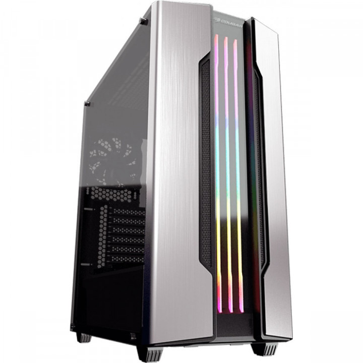 Gabinete Gamer Cougar Gemini S Silver, Mid Tower, Tampa Lateral em Vidro Temperado, Preto - 385BMBP-0002