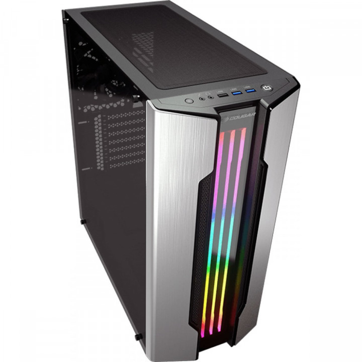Gabinete Gamer Cougar Gemini S Silver, Mid Tower, Tampa Lateral em Vidro Temperado, Preto - 385BMBP-0002