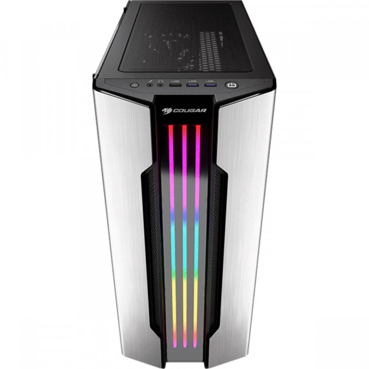 Gabinete Gamer Cougar Gemini S Silver, Mid Tower, Tampa Lateral em Vidro Temperado, Preto - 385BMBP-0002