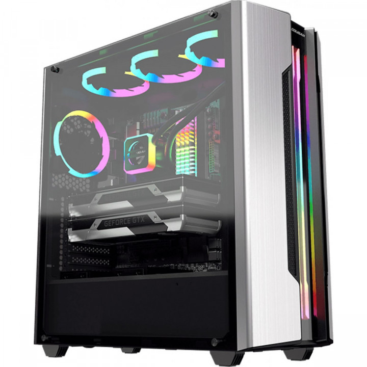 Gabinete Gamer Cougar Gemini S Silver, Mid Tower, Tampa Lateral em Vidro Temperado, Preto - 385BMBP-0002