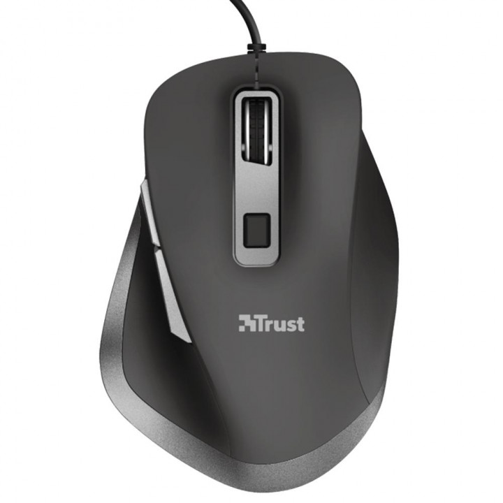 Mouse Gamer Trust Fyda Wired Comfort, 6 Botões, 5000DPI, Preto - 23808