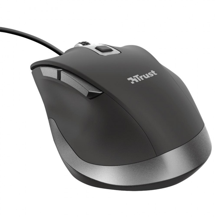Mouse Gamer Trust Fyda Wired Comfort, 6 Botões, 5000DPI, Preto - 23808