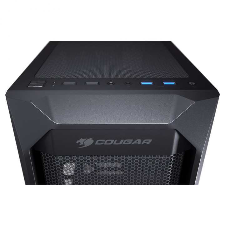 Gabinete Gamer Cougar MX410 MESH-G, Mid Tower, 1 Fan, Lateral em Vidro Temperado, Preto - 385VM70.0002
