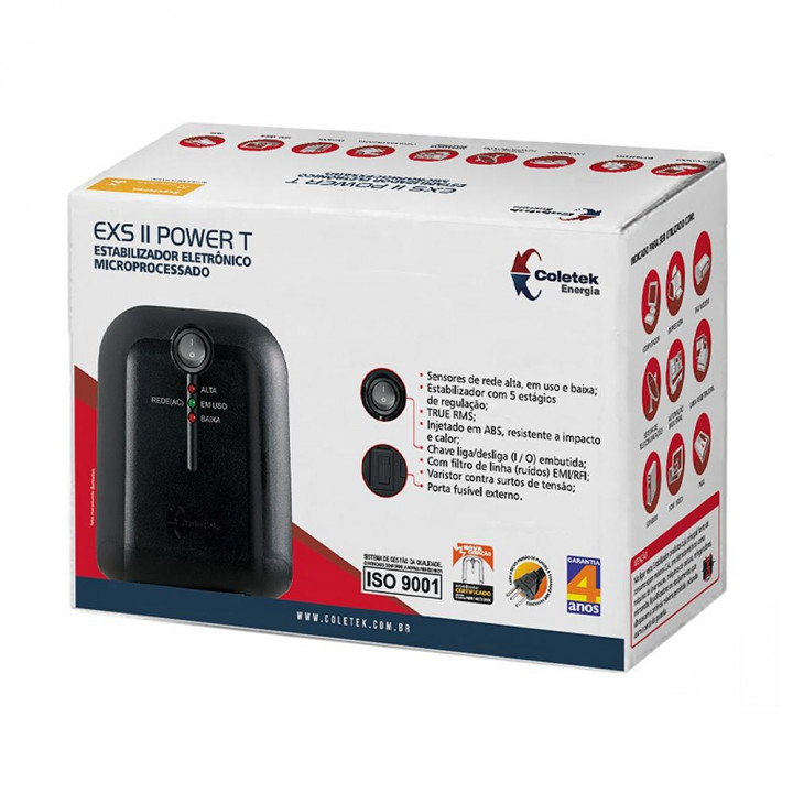 Estabilizador Coletek 500VA, Exs II Power, Bivolt Automático, Preto - 316030020401