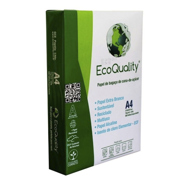 Papel Ecoquality A4 75G Branco, Resma 500 Folhas