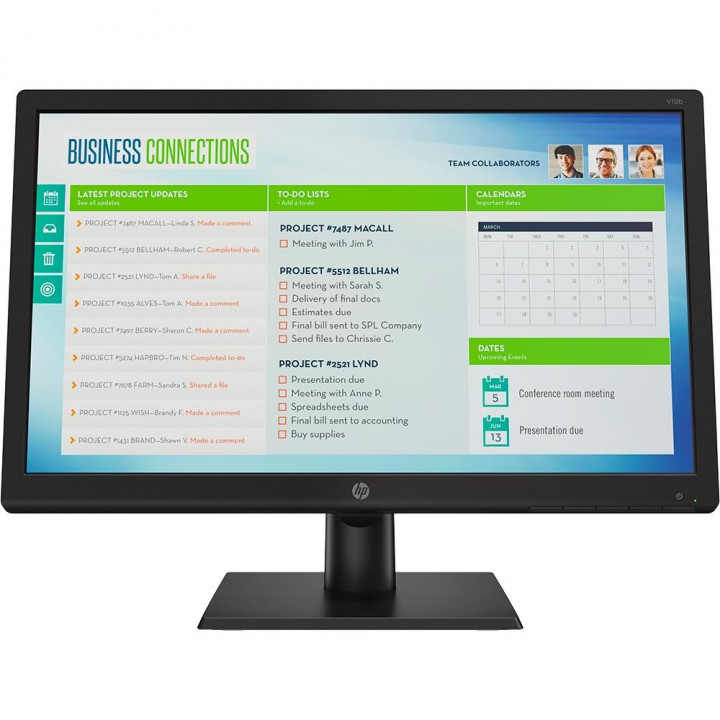Monitor HP 18.5" LED, V19B, Widescreen, VGA, Preto - 2XM32AA#AC4