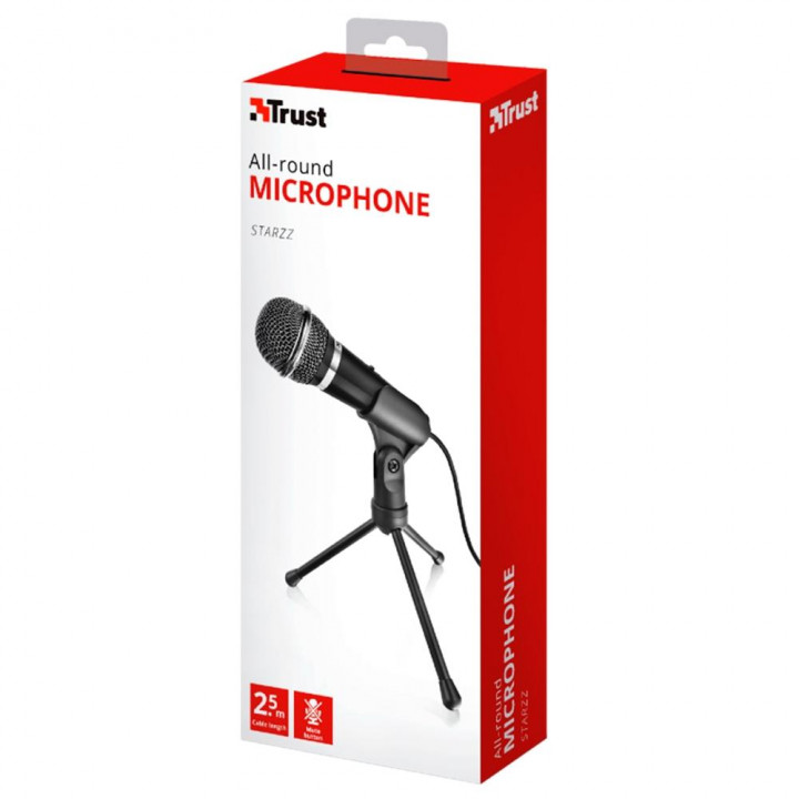 Microfone de Mesa Trust Streamer Starzz, P2 Preto - 21671