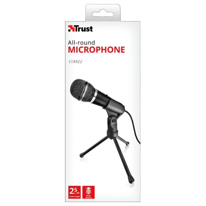 Microfone de Mesa Trust Streamer Starzz, P2 Preto - 21671