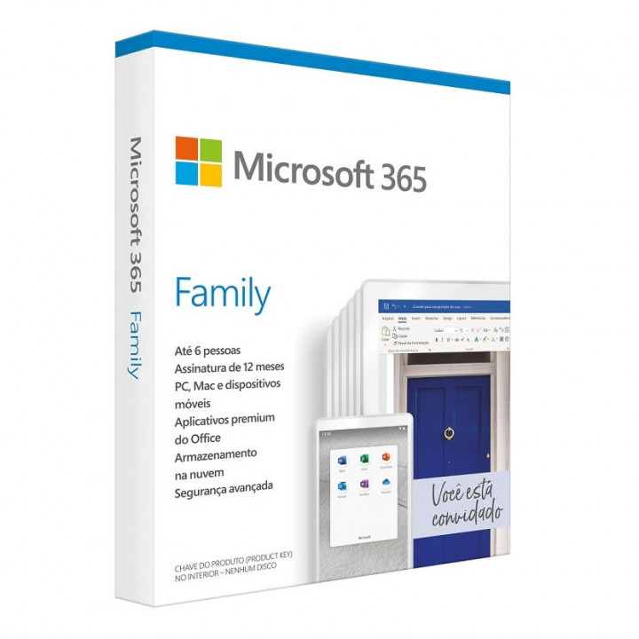 Microsoft 365 Family 6 Peças, 32/64 Bits - 6GQ-01178