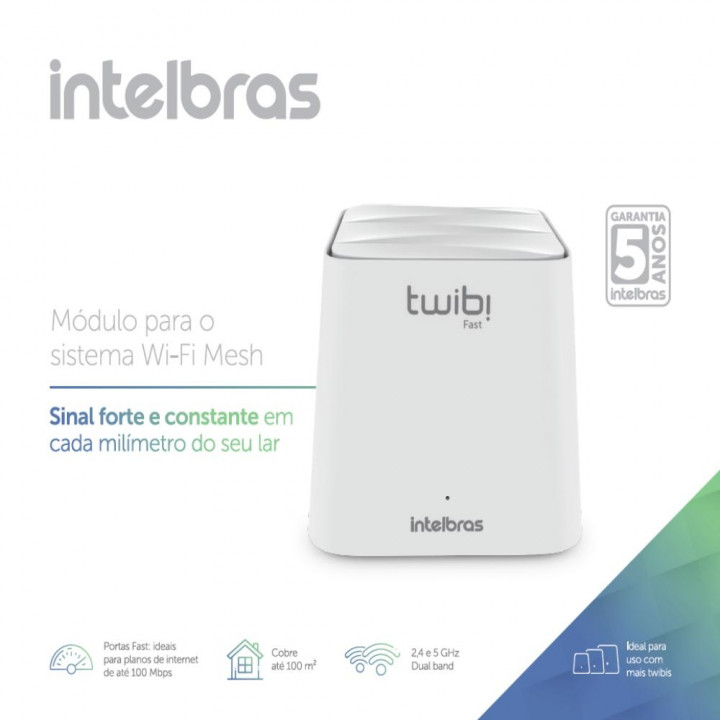 Roteador Wireless Intelbras AC 1200 Dual Band, Mesh Twibi Fast, Branco - 4750070