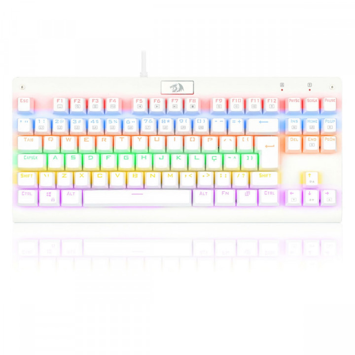 Teclado Mecânico Gamer Redragon Dark Avenger Lunar White, Rainbow, Switch Blue, ABNT2, Branco - K568W-R (BLUE)