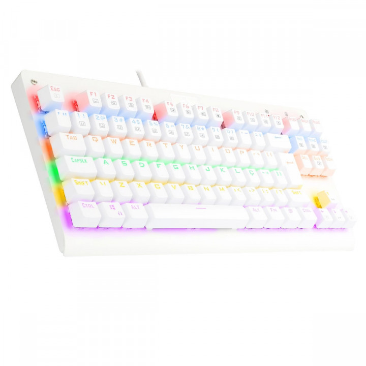Teclado Mecânico Gamer Redragon Dark Avenger Lunar White, Rainbow, Switch Blue, ABNT2, Branco - K568W-R (BLUE)