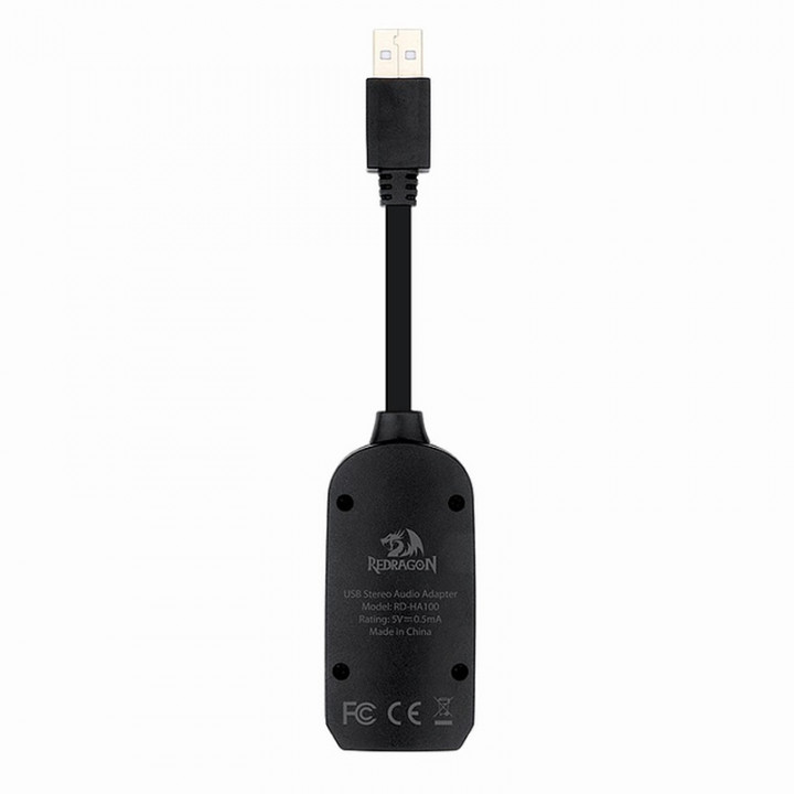 Adaptador Áudio Stereo Redragon Circe, USB, Preto - HA100