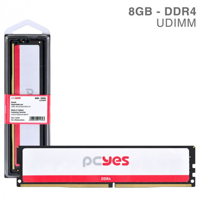 Memória PCyes, 8GB, 2400MHz, DDR4, UDIMM - PM082400D4