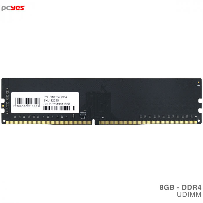 Memória PCyes, 8GB, 2400MHz, DDR4, UDIMM - PM082400D4
