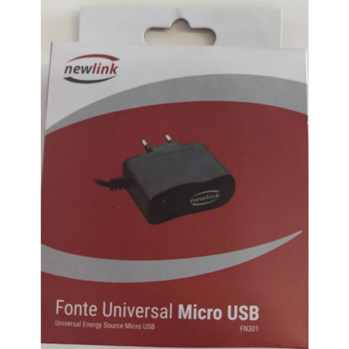 CARREGADOR UNIVERSAL MICRO USB NEWLINK PRETO - FN301