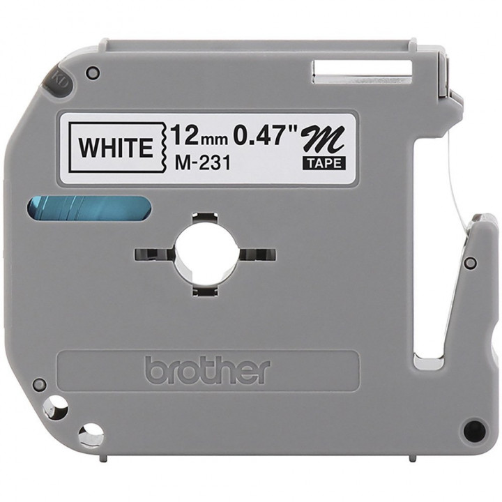Fita Para Rotulador Brother 12mm, Preto Sobre Branco - M-231