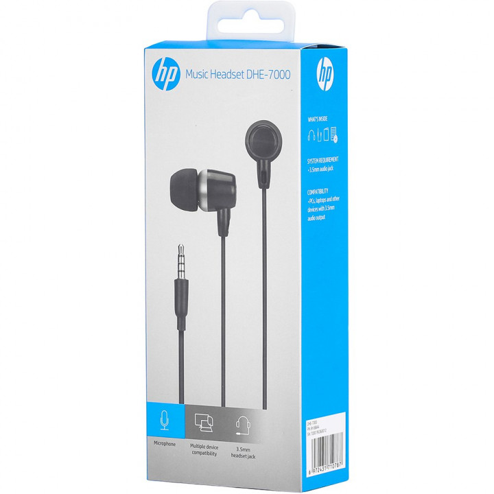 Fone de Ouvido Intra HP DHE-7000, Preto - 8YJ88AA