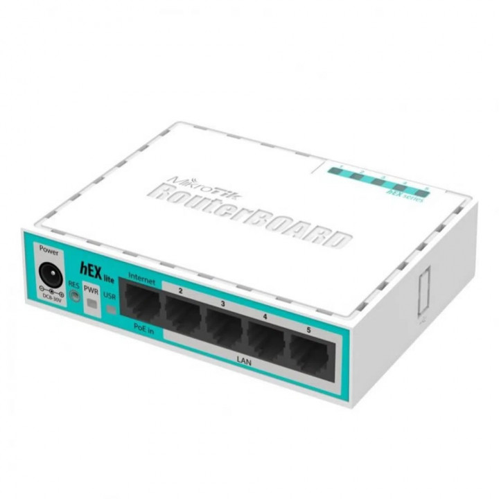 Roteador Mikrotik Routerboard Hex Lite L4 850MHz, Branco - RB750R2