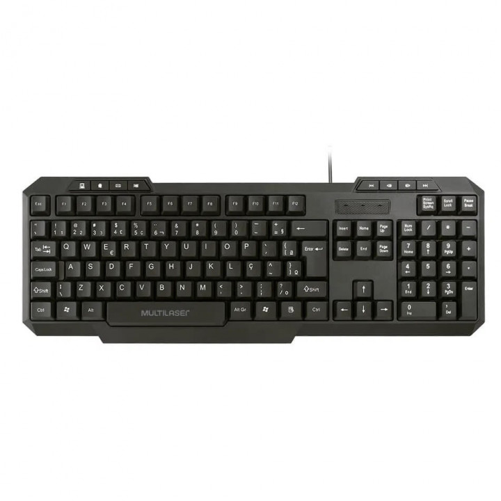 Teclado Multimídia Multilaser, USB, Slim, ABNT2, Preto - TC206