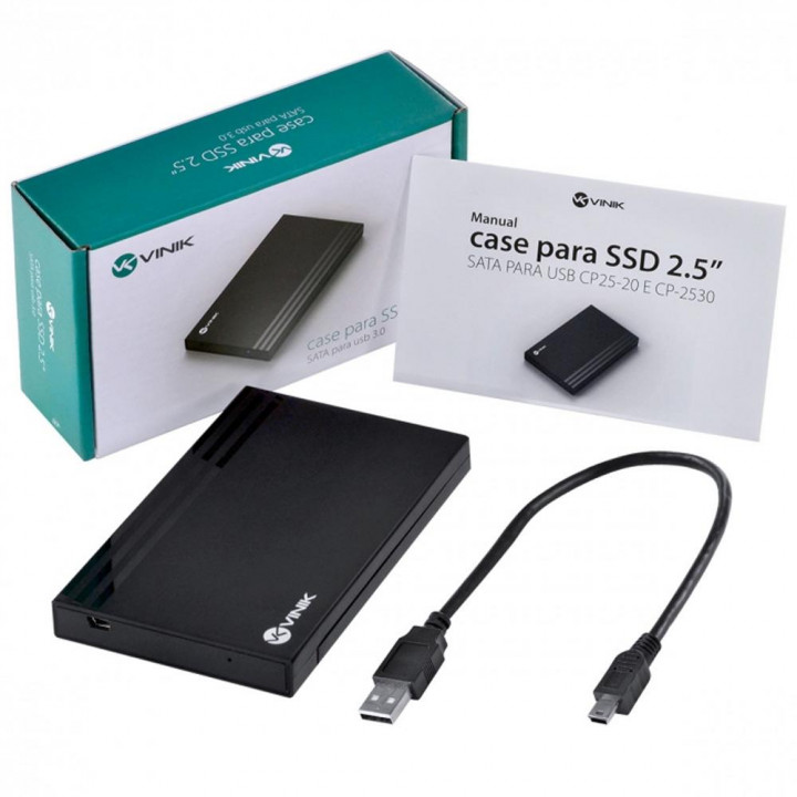 Case Para SSD e HD 2.5" Vinik, SATA CP25-20 USB 2.0, Preto - 34232