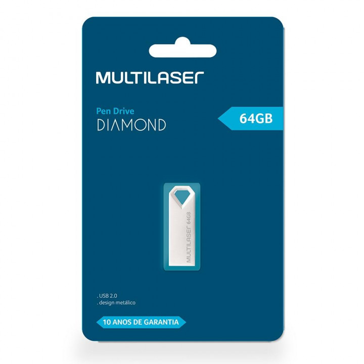 Pen Drive Multilaser 64GB Diamond Metálico - PD852