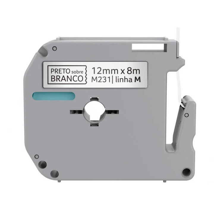Fita Para Rotulador Brother M231 Preto Sobre Branco 12mm - RF021